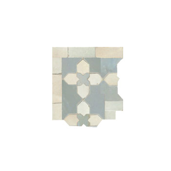 Mosaic House Moroccan tile Kmarshoun C  Corner 17-1 Sky blue White  zellige, mosaic, zellij, border, glaze, traditional 